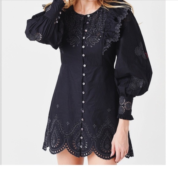 NEW LOVESHACKFANCY Tullia Black Dress - Picture 1 of 11